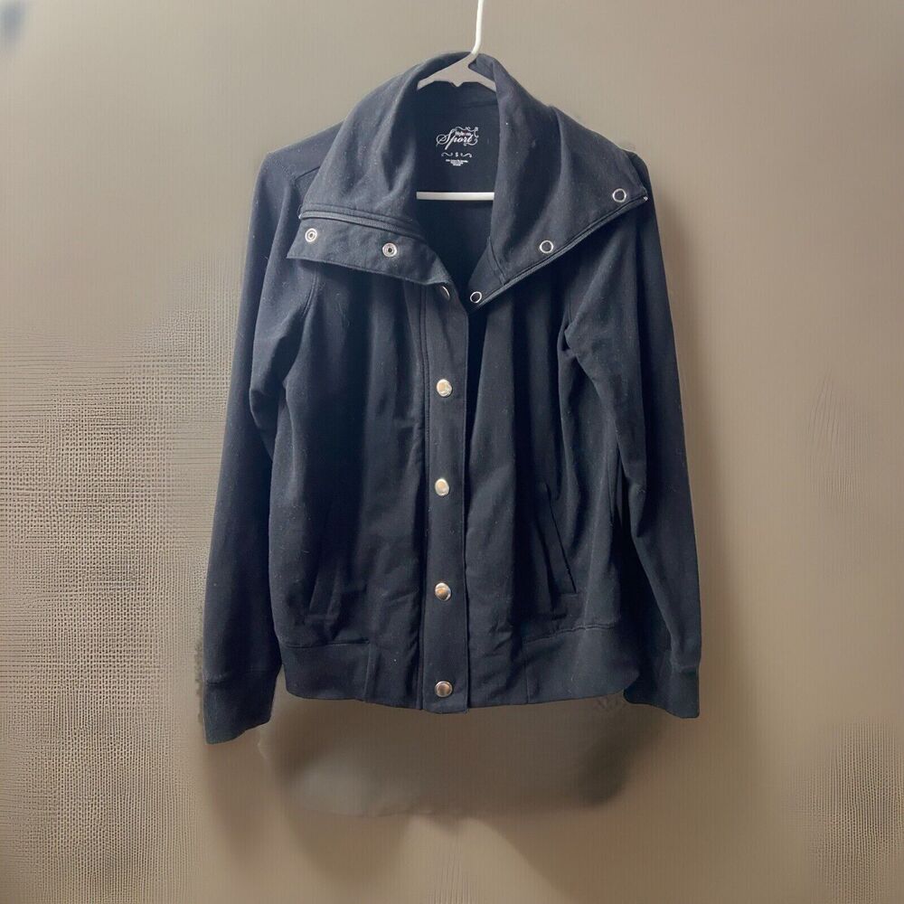 Style and Company Jacket Womens Small Black Jersey Full Snap Front Casual